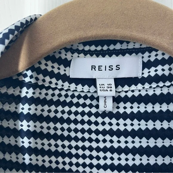 REISS Black and White Patterned Long Sleeve Shirt Size Small - Picture 3 of 7